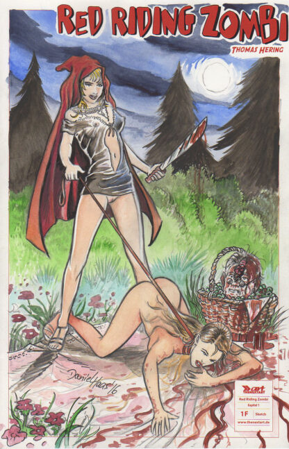 Daniel Haas Red Riding Zombi Original Blank Sketch Cover